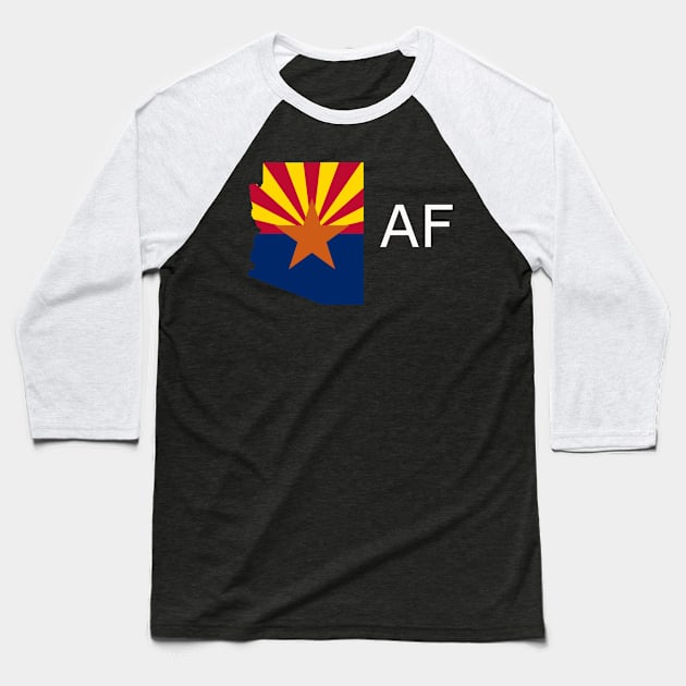 Arizona Flag State Outline AF (white) Baseball T-Shirt by Big Term Designs